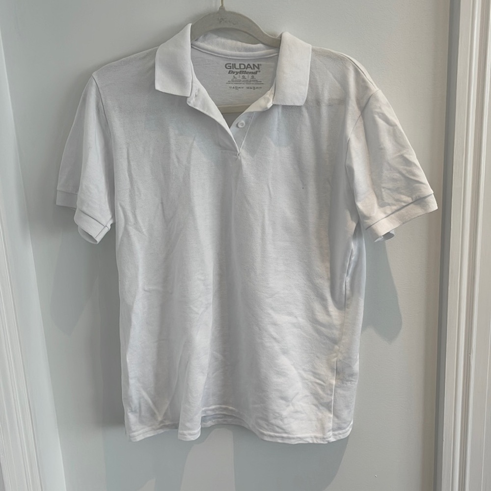 Gildan Classic White Polo Cotton Shirt Size L